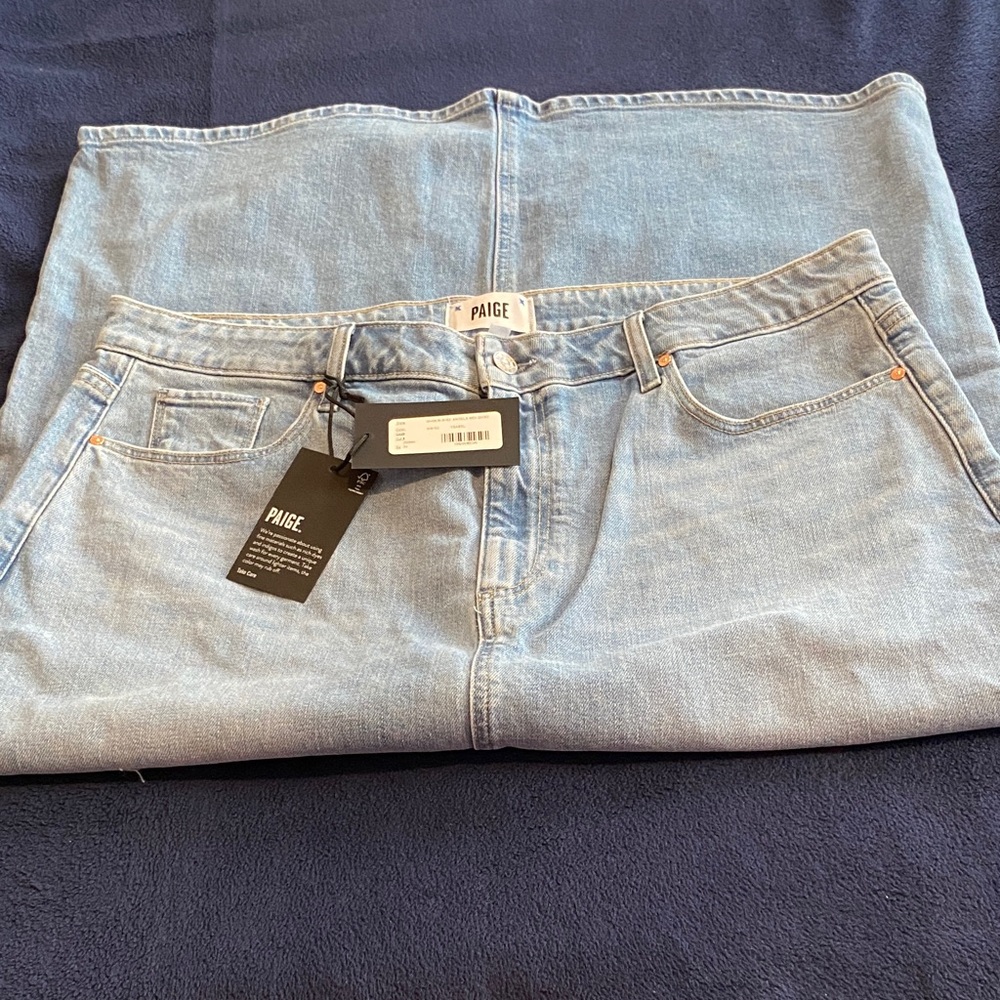 PAIGE Light Blue Denim Midi Skirt